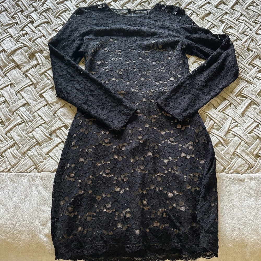 Express Black Long Sleeve Lace Dress, size M